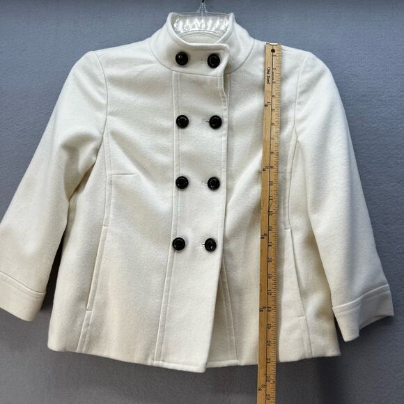 Banana Republic Pea Coat Women's Size S White 48% Wool Classic Elegant Preppy - Picture 11 of 11